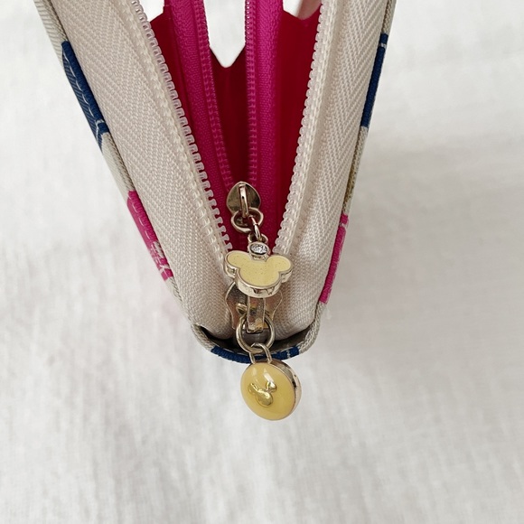 Mickey Mouse Blue, Pink, & Cream Stripe Zip Around Continental Wallet - Picture 9 of 9